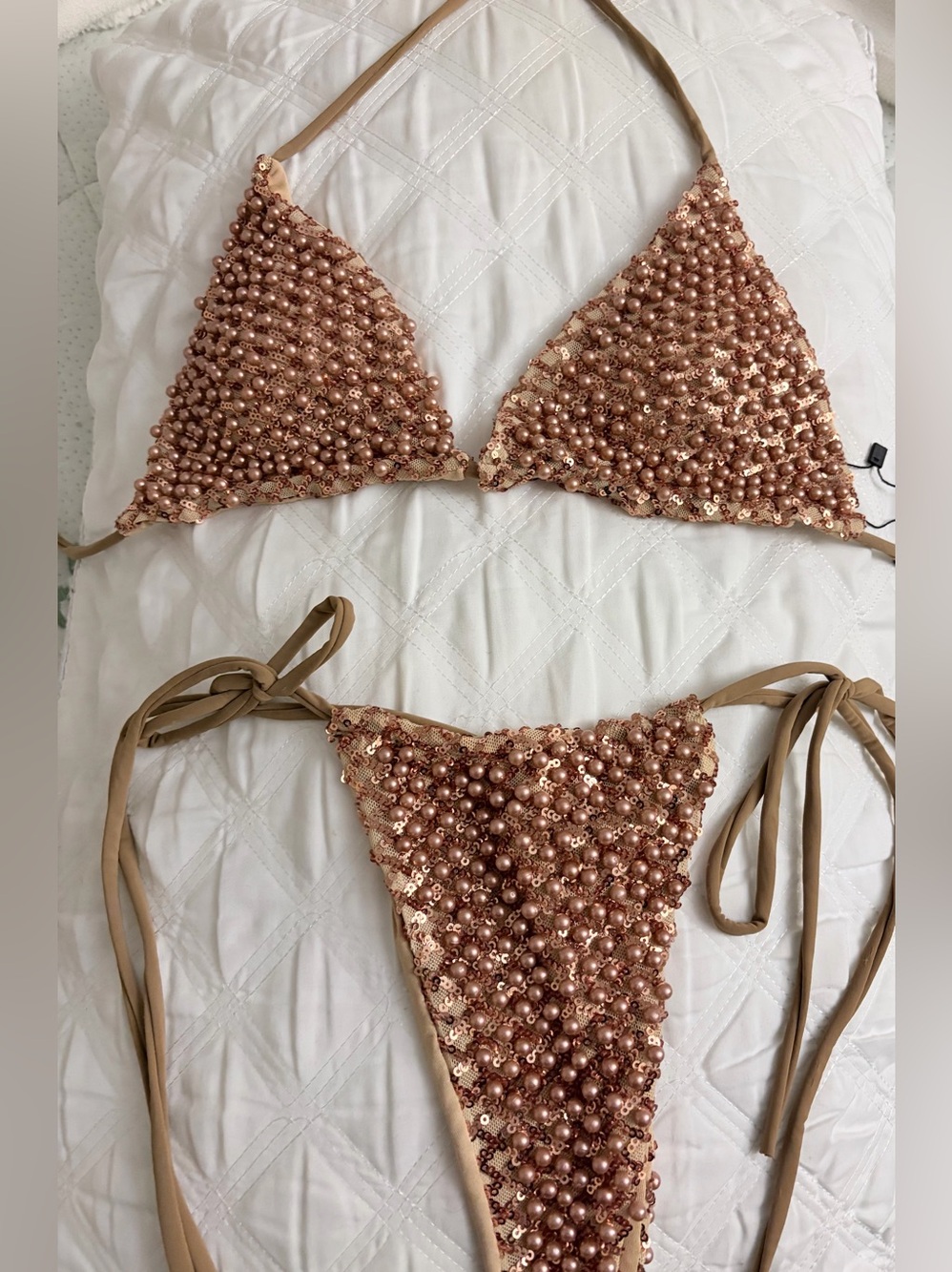 NWT Revolve Pearl & Sequin Bikini Set - Large 12-14